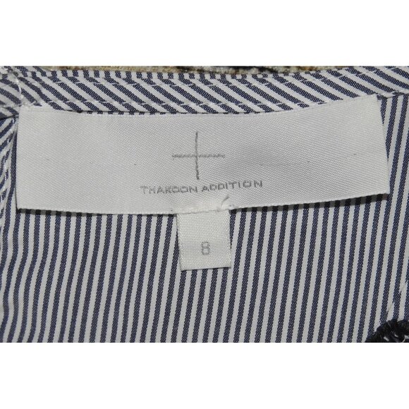 Thakoon Addition Striped Sleeveless Shirt Dress Floral Lace Overlay Women's 8 - Picture 2 of 6